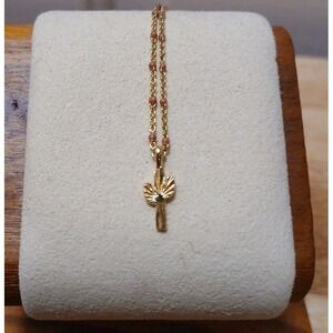 Gorjana 18K Gold Plated Capri Necklace Coral Beads Saguaro Cactus Charm & Chain